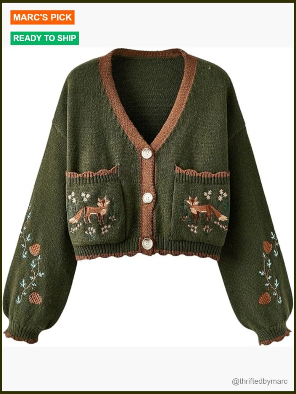 Women's Floral Cropped Cardigan: Embroidered Open Front Western Sweater